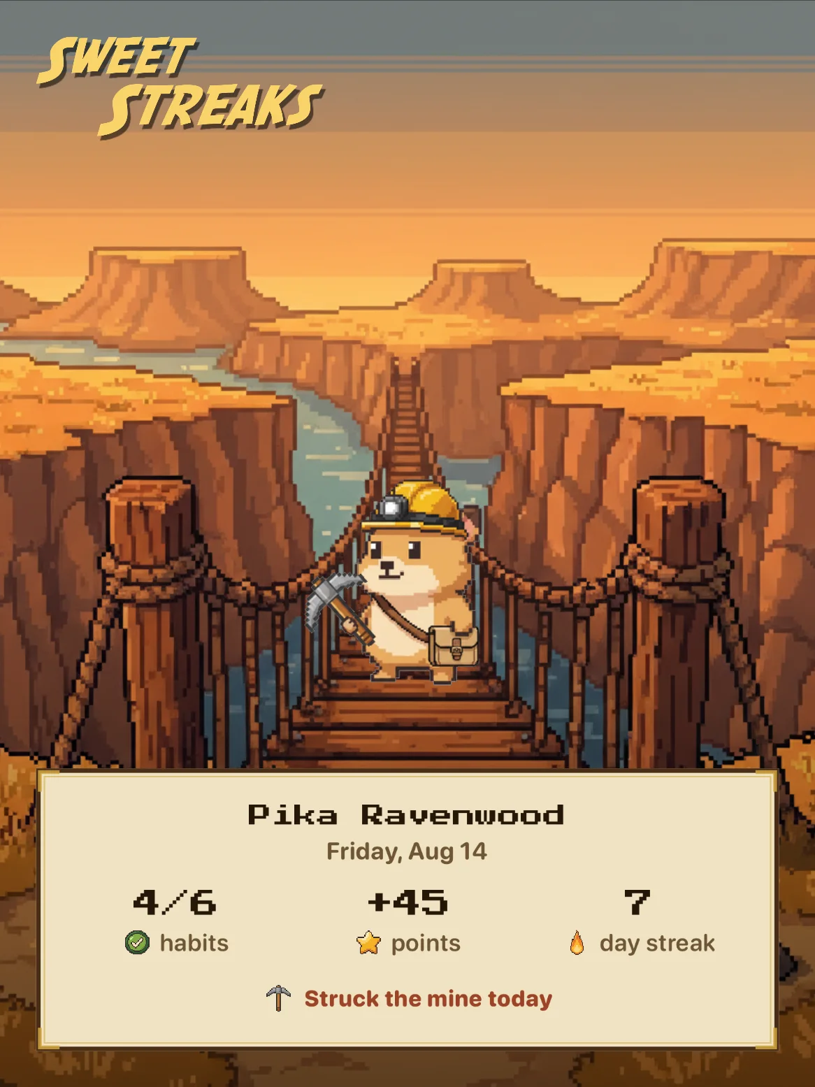 Pika Ravenwood at the rope bridge