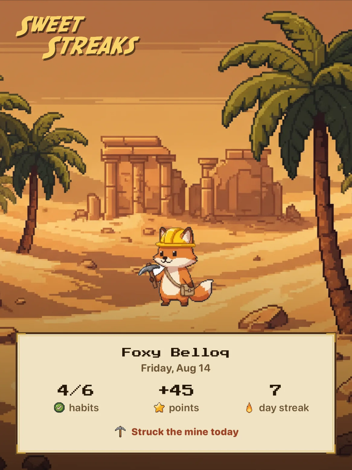 Foxy Belloq among the dunes and the temple