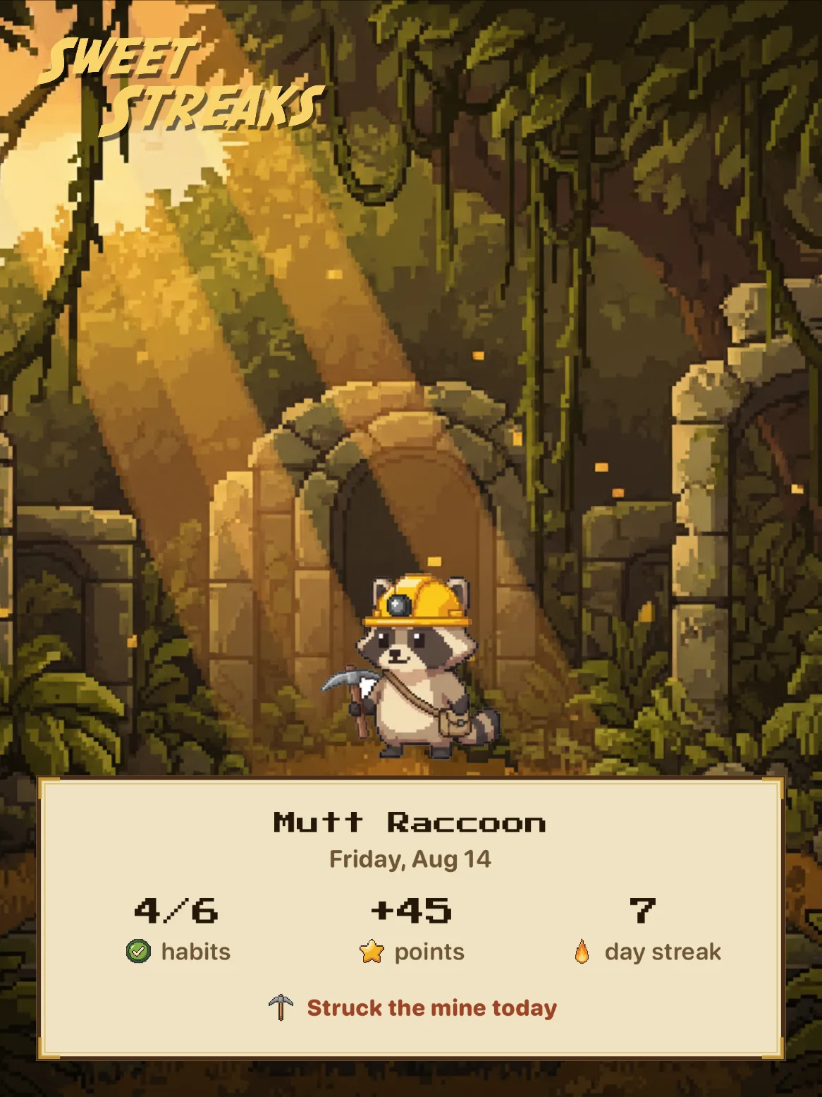 Mutt Raccoon in the jungle ruins